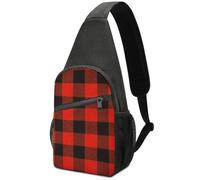 Dgsxynth Chest Bag, Red Black Buffalo Check Sling Bag, Crossbody Bag Casual Daypack for Men Women