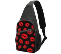 Dgsxynth Chest Bag, Red Lips Sling Bag, Crossbody Bag Casual Daypack for Men Women