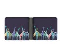 Dgsxynth Coin Pocket, Colorful Giraffe Fans Lovers Leather Wallet, Bifold Credit Card Leather Slim Purse