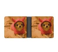 Dgsxynth Coin Pocket, Depressed Chihuahua Leather Wallet, Bifold Credit Card Leather Slim Purse