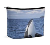 Dgsxynth Cosmetic Bag, Killer Whales Orca Makeup Bag, Portable Toiletry Bag with Zipper for Daily Use, Travel