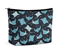 Dgsxynth Cosmetic Bag, Manta Ray and Fish Makeup Bag, Portable Toiletry Bag with Zipper for Daily Use, Travel