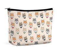 Dgsxynth Cosmetic Bag, Shiba Inu Dog Pattern Makeup Bag, Portable Toiletry Bag with Zipper for Daily Use, Travel