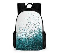 Dgsxynth Daypack, Glitter Blue Teal Backpack, Rucksack with Pockets for Hiking Camping Travel