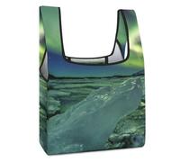 Dgsxynth Foldable Shopping Bag, Beautiful Northern Lights Reusable Grocery Bag, Washable Tote Bag for Daily Use Travel Bags