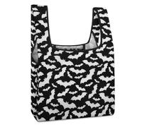 Dgsxynth Foldable Shopping Bag, Halloween Bats Grey Reusable Grocery Bag, Washable Tote Bag for Daily Use Travel Bags