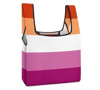Dgsxynth Foldable Shopping Bag, Lesbian Pride Flag Reusable Grocery Bag, Washable Tote Bag for Daily Use Travel Bags