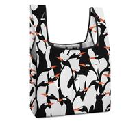 Dgsxynth Foldable Shopping Bag, Penguin Cute Reusable Grocery Bag, Washable Tote Bag for Daily Use Travel Bags