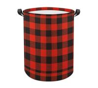 Dgsxynth Laundry Hamper, Red Black Buffalo Check Laundry Basket, Washing Basket with Handle