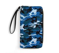Dgsxynth Leather Wallet, Blue Camo, with Rope, Small Size and Large Capacity, Easy to Carry