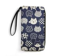 Dgsxynth Leather Wallet, Cat Lucky Pattern, with Rope, Small Size and Large Capacity, Easy to Carry