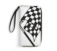 Dgsxynth Leather Wallet, Checkered Flags Race Flag, with Rope, Small Size and Large Capacity, Easy to Carry