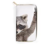 Dgsxynth Leather Wallet, Cute Raccoon, Small Size and Large Capacity, Easy to Carry