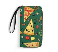 Dgsxynth Leather Wallet, Delicious Pizza, with Rope, Small Size and Large Capacity, Easy to Carry
