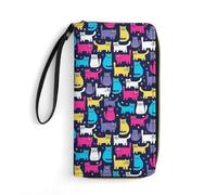 Dgsxynth Leather Wallet, Funky Cats, with Rope, Small Size and Large Capacity, Easy to Carry