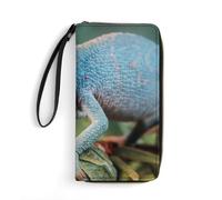 Dgsxynth Leather Wallet, Funny Chameleon, with Rope, Small Size and Large Capacity, Easy to Carry
