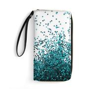 Dgsxynth Leather Wallet, Glitter Blue Teal, with Rope, Small Size and Large Capacity, Easy to Carry