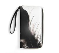 Dgsxynth Leather Wallet, Halloween Skull Raven, with Rope, Small Size and Large Capacity, Easy to Carry