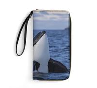 Dgsxynth Leather Wallet, Killer Whales Orca, with Rope, Small Size and Large Capacity, Easy to Carry