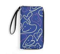 Dgsxynth Leather Wallet, Love Smiley Face Repeat Pattern, with Rope, Small Size and Large Capacity, Easy to Carry