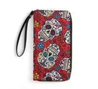 Dgsxynth Leather Wallet, Mexican Sugar Skulls, with Rope, Small Size and Large Capacity, Easy to Carry