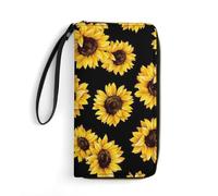 Dgsxynth Leather Wallet, Spring Sunflowers Retro Flowers, with Rope, Small Size and Large Capacity, Easy to Carry