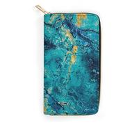 Dgsxynth Leather Wallet, Teal Marble, Small Size and Large Capacity, Easy to Carry