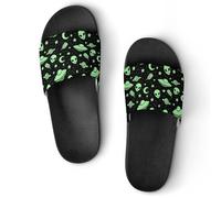Dgsxynth Non-Slip Slippers, Green Alien Moon UFO Sliders for Men And Women, Shower Slides