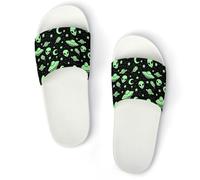 Dgsxynth Non-Slip Slippers, Green Alien Moon UFO Sliders for Men And Women, Shower Slides