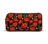 Dgsxynth Pencil Case, Red Poppy FlowersStationery Bag, Business Travel Bag Or Small Tool Box, Girls Makeup Bag