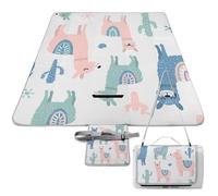 Dgsxynth Picnic Mat,Alpaca Cactus Square Picnic Blanket,Outdoor Rugs,148cm X 148cm