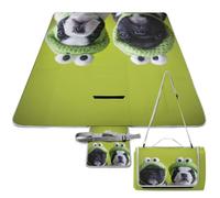 Dgsxynth Picnic Mat,French Bulldog with Frog Hat Square Picnic Blanket,Outdoor Rugs,148cm X 148cm