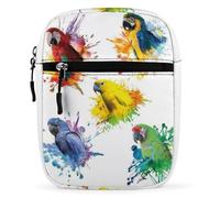 Dgsxynth Shoulder Bag, 3D Watercolor Parrot Crossbody Bag, Multi Purpose Small Satchel for Work Business Travel