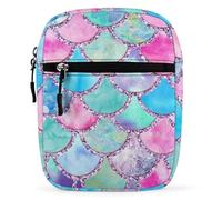 Dgsxynth Shoulder Bag, Rainbow Watercolor Scales of Mermaid Crossbody Bag, Multi Purpose Small Satchel for Work Business Travel