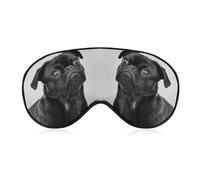 Dgsxynth Smooth Fabric Eye Mask, Cute Black Pug Dog Sleep Mask, Sleeping Eye Mask with Adjustable Headband for Men, Women