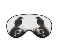 Dgsxynth Smooth Fabric Eye Mask, Halloween Skull Raven Sleep Mask, Sleeping Eye Mask with Adjustable Headband for Men, Women