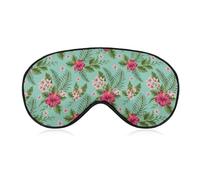 Dgsxynth Smooth Fabric Eye Mask, Hawaiian Tropical Leaves Flowers Sleep Mask, Sleeping Eye Mask with Adjustable Headband for Men, Women