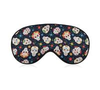 Dgsxynth Smooth Fabric Eye Mask, Mexican Sugar Skull Sleep Mask, Sleeping Eye Mask with Adjustable Headband for Men, Women