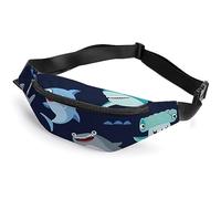 Dgsxynth Waist Bag, Cartoon Shark Bumbag, Adjustable Fanny Pack for Running Walking Hiking