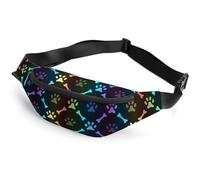 Dgsxynth Waist Bag, Colorful Bones and Paw Bumbag, Adjustable Fanny Pack for Running Walking Hiking