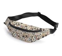 Dgsxynth Waist Bag, Dog Bones Paw Prints Bumbag, Adjustable Fanny Pack for Running Walking Hiking