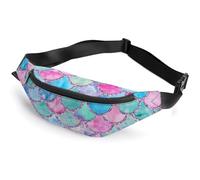 Dgsxynth Waist Bag, Rainbow Watercolor Scales of Mermaid Bumbag, Adjustable Fanny Pack for Running Walking Hiking