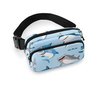 Dgsxynth Waist Bag, Shark Blue Cute Cartoon Bumbag, Adjustable Fanny Pack for Running Walking Hiking