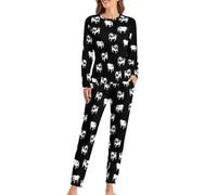 Dgsxynth Woman's Crew Neck Pyjamas Set, Pug Dog Pyjamas for Women, Women's Pajamas with Pockets