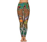 Dgsxynth Women's Gym Leggings, African Patchwork Patterned Yoga Pants, High Waisted Sports Workout Leggings with Pockets