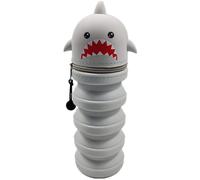 DGTSYAL 2 in 1 Soft Silicone Bag Kawaii Pencil Case Table Pen Holder Zipper Silicone Pen Bag Colored Pencils Marker Office College Cute School Supplies Animal Pen Holder Girl Shark, White, kawaii