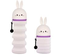 DGTSYAL 2 in 1 Soft Silicone Bag Kawaii Pencil Case Table Pen Holder Zipper Silicone Pen Bag Colored Pencils Marker Office College Cute School Supplies Animal Pen Holder Girl Rabbit, White, kawaii