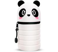 DGTSYAL 2 in 1 Soft Silicone Bag Kawaii Pencil Case Table Pen Holder Zipper Silicone Pen Bag Colored Pencils Marker Office College Cute School Supplies Animal Pen Holder Girls Panda, White, kawaii