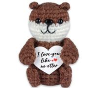 DGTSYAL Mini Funny Positive Otter - Inspirational Otter Cute With Positive Card - Crochet Doll Otter - Pocket Hug Gift Encouragement - Emotional Support - Cheer Up Gifts For Friends Women Decoration
