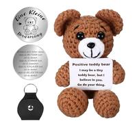 DGTSYAL Positive Bear, Crochet Cute Bear With Card, Knitted Teddy Positive Gifts, Emotional Support Gifts, Good Luck Gifts, Party Decoration Office Decor, 12 * 7cm